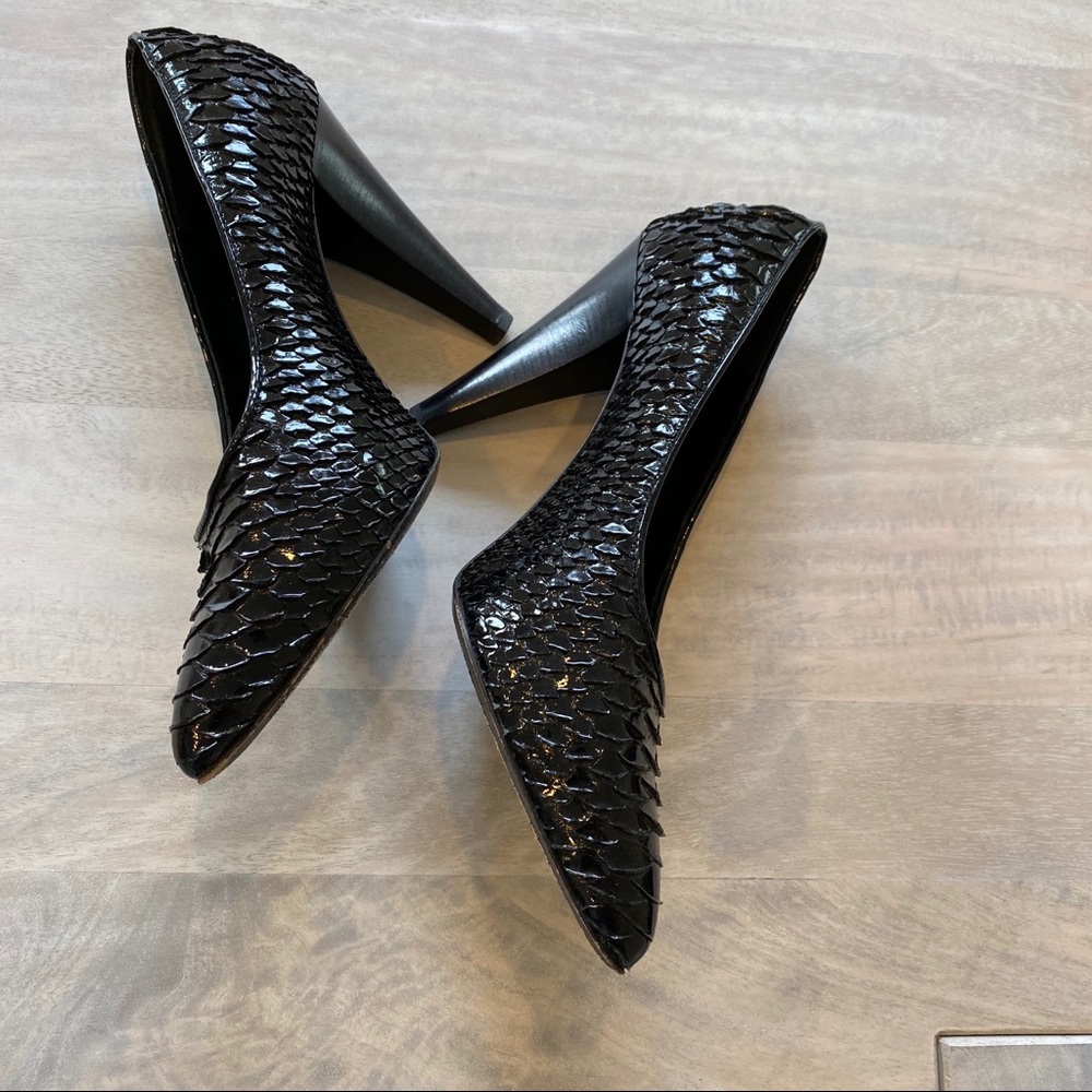 Proenza Schouler snakeskin black pumps heels 37 7 - Picture 7 of 8